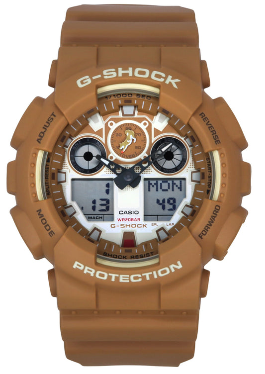 Casio G-Shock Analog Digital The Shiba Inu Resin Strap Brown Dial Quartz GA-100SHB-5A 200M Men's Watch