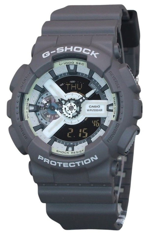 Casio G-Shock Hidden Glow Series Analog Digital Resin Strap Gray Dial Quartz GA-110HD-8A 200M Men's Watch