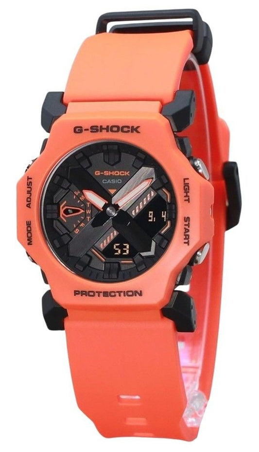 Casio G-Shock Analog Digital Bio-Based Orange Resin Strap Black Dial Quartz GA-2300FL-4A 200M Men's Watch