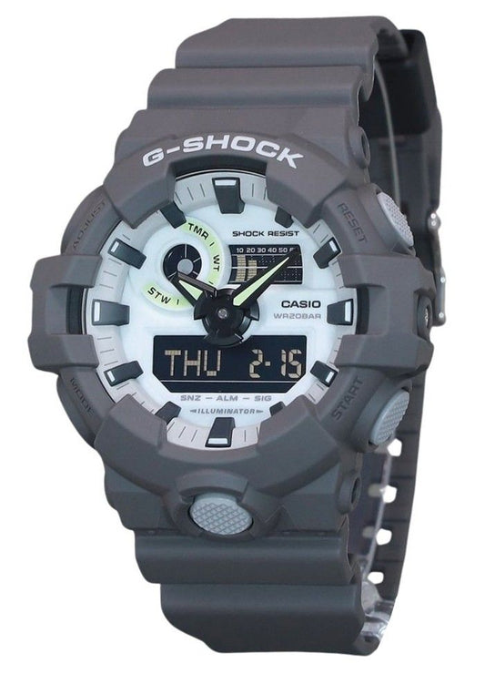 Casio G-Shock Hidden Glow Series Analog Digital Resin Strap Gray Dial Quartz GA-700HD-8A 200M Men's Watch