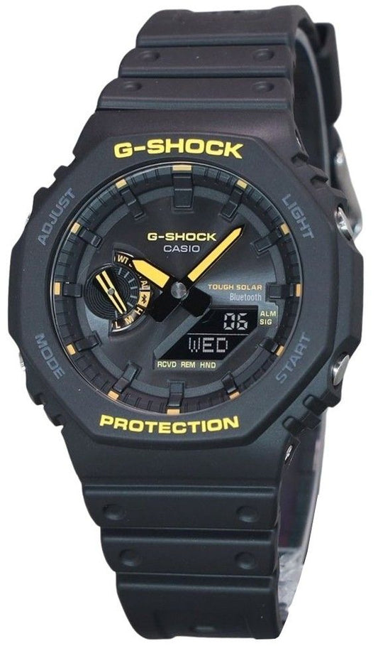 Casio G-Shock Caution Yellow Mobile Link Analog Digital Resin Strap Black Dial Solar GA-B2100CY-1A 200M Men's Watch