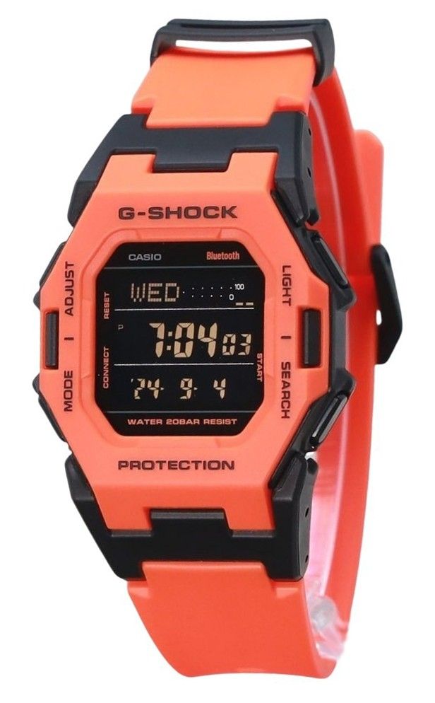 Casio G-Shock Digital Smartphone Link Bio-Based Orange Resin Strap Quartz GD-B500FL-4 200M Men's Watch