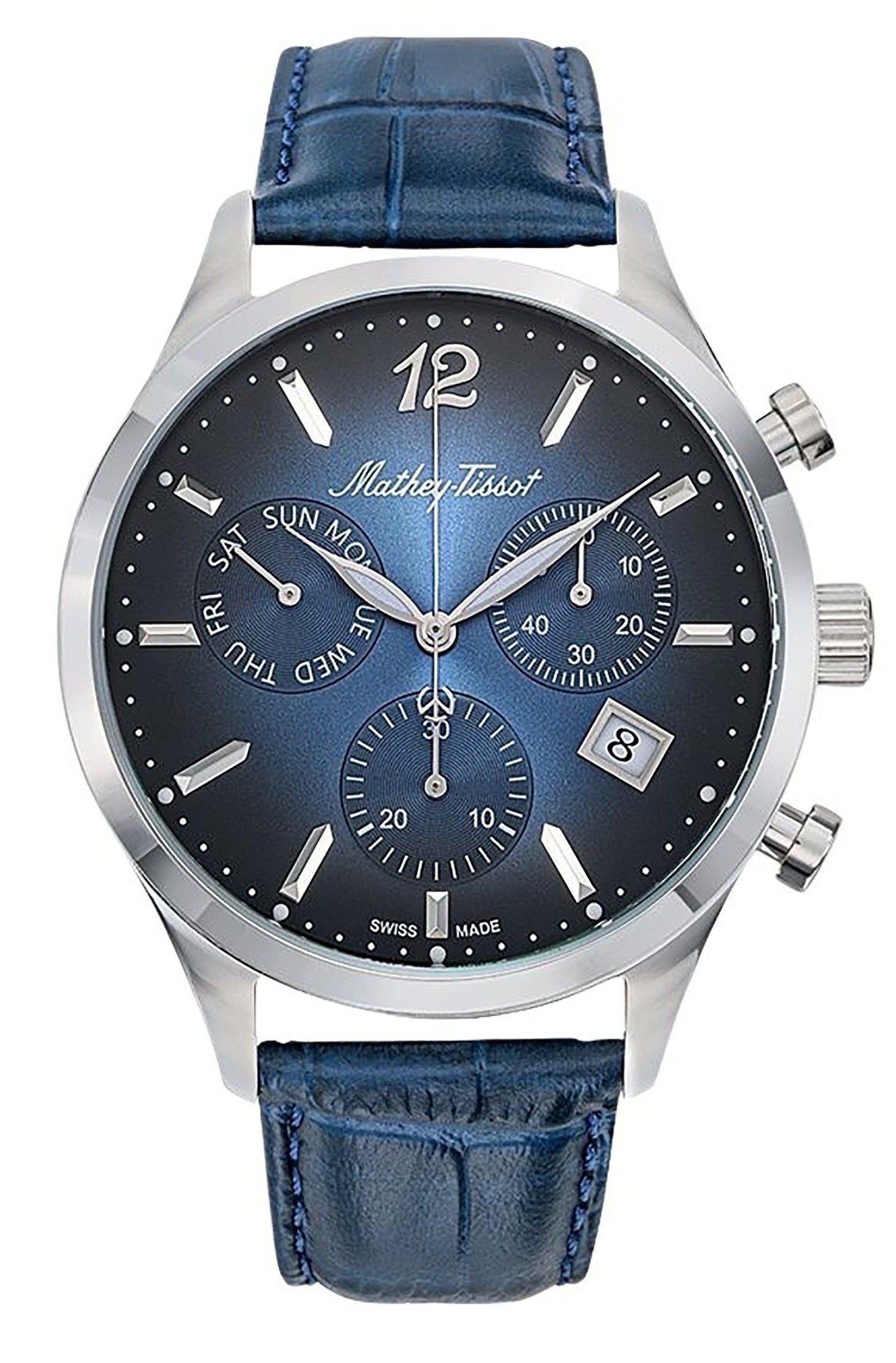 Mathey-Tissot Urban Chrono Leather Strap Blue Dial Quartz H411CHALBU Men's Watch