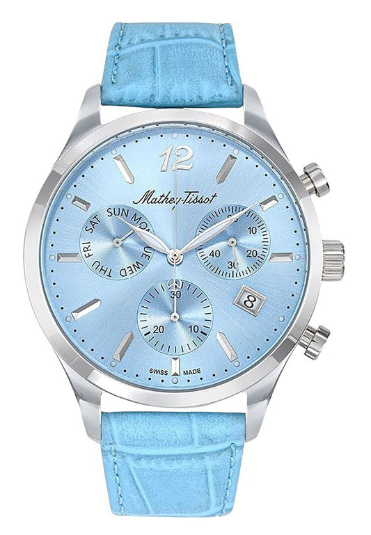 Mathey-Tissot Urban Chrono Leather Strap Blue Dial Quartz H411CHALSKY Men's Watch