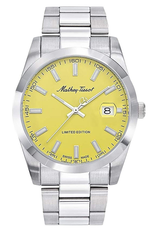 Mathey-Tissot Mathy Sunray Limited Edition Stainless Steel Yellow Dial Quartz H451J Men's Watch