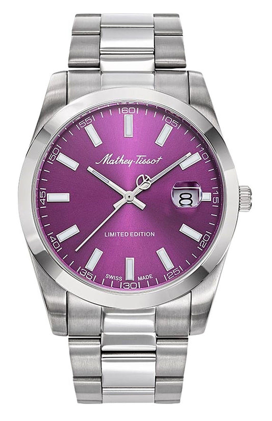 Mathey-Tissot Mathy Sunray Limited Edition Stainless Steel Purple Dial Quartz H451PU Men's Watch