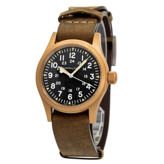 Hamilton Khaki Field Mechanical Bronze Leather Strap Black Dial H69459530 Men's Watch