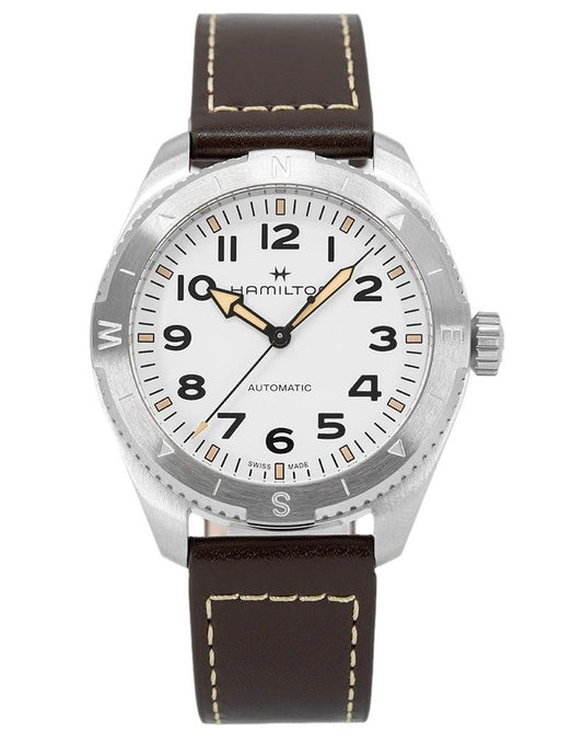 Hamilton Khaki Field Expedition Leather Strap White Dial Automatic H70315510 100M Men's Watch