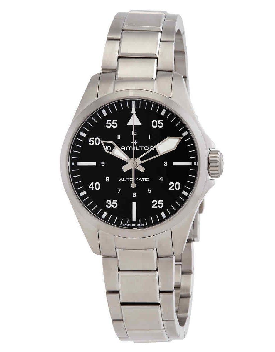 Hamilton Khaki Aviation Pilot Stainless Steel Black Dial Automatic H76215130 100M Men's Watch