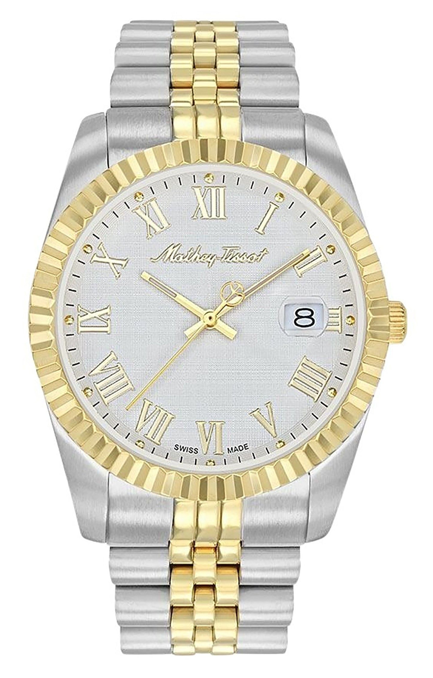 Mathey-Tissot Mathy III Roman Two-Tone Stainless Steel White Dial Quartz H810BBR Men's Watch