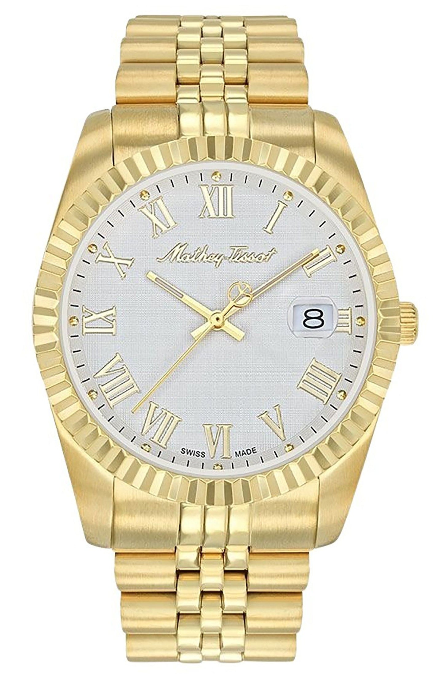 Mathey-Tissot Mathy III Roman Gold Tone Stainless Steel White Dial Quartz H810PBRI Men's Watch