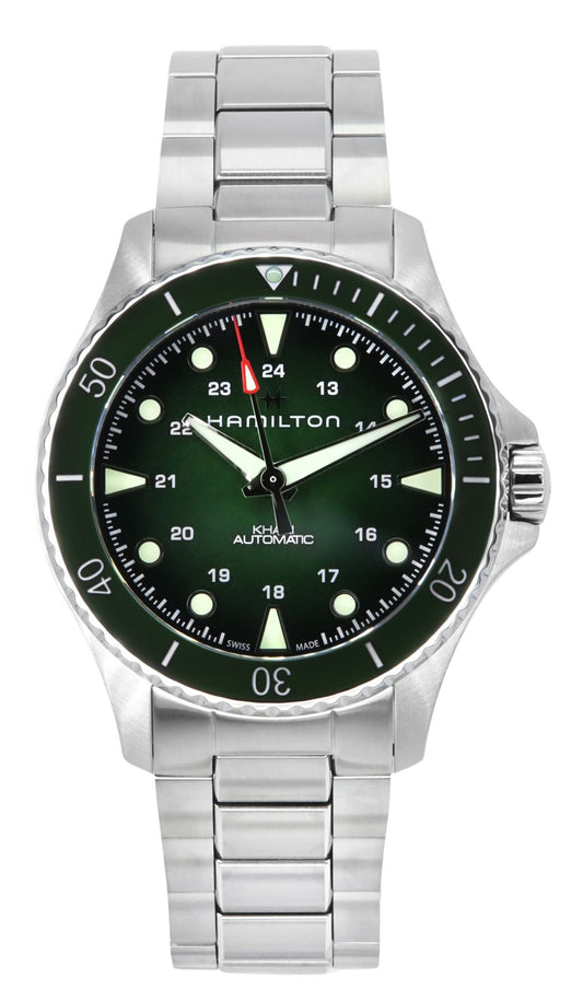 Hamilton Khaki Navy Scuba Stainless Steel Green Dial Automatic Diver's H82525160 300M Men's Watch