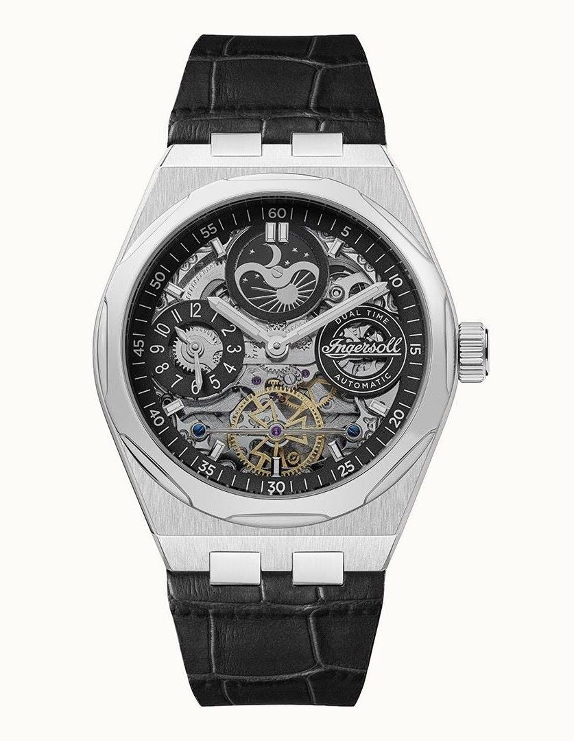 Ingersoll The Broadway Dual Time Black Skeleton Dial Automatic I12903 Men's Watch