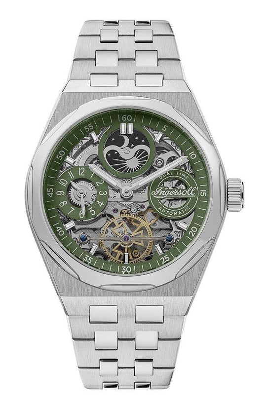 Ingersoll The Broadway Dual Time Green Skeleton Dial Automatic I12905 Men's Watch