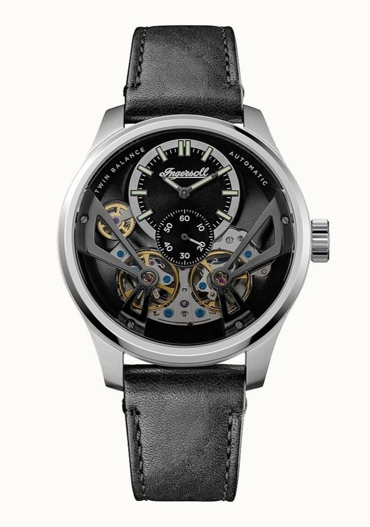 Ingersoll The Naismith Leather Strap Black Skeleton Dial Automatic I16101 Men's Watch