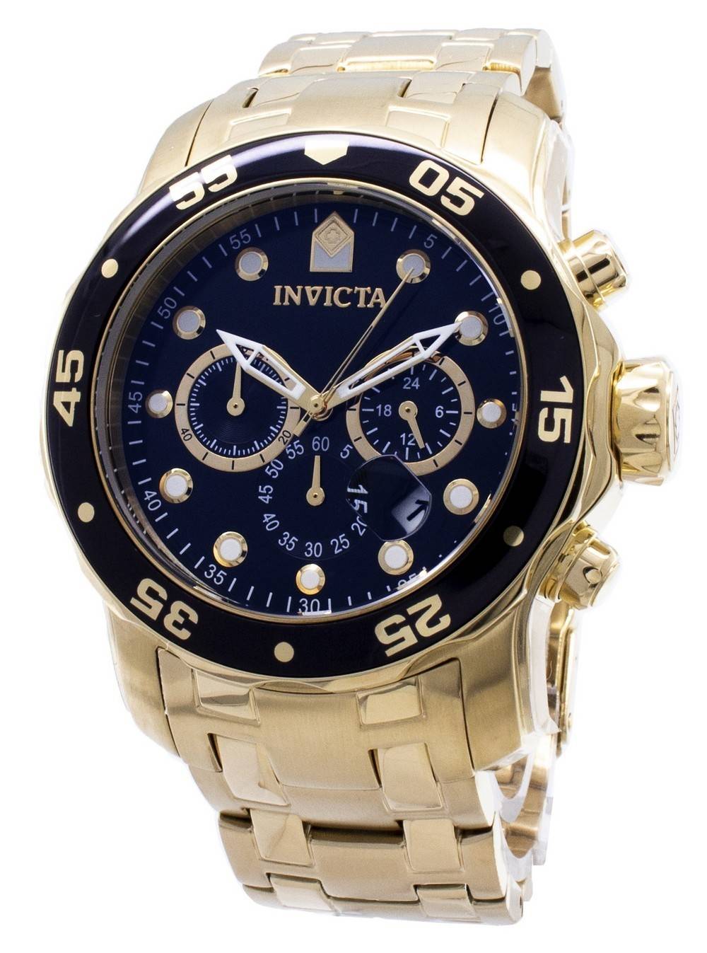 Invicta Pro-Diver Chronograph Gold Tone 200M 0072 Men's Watch