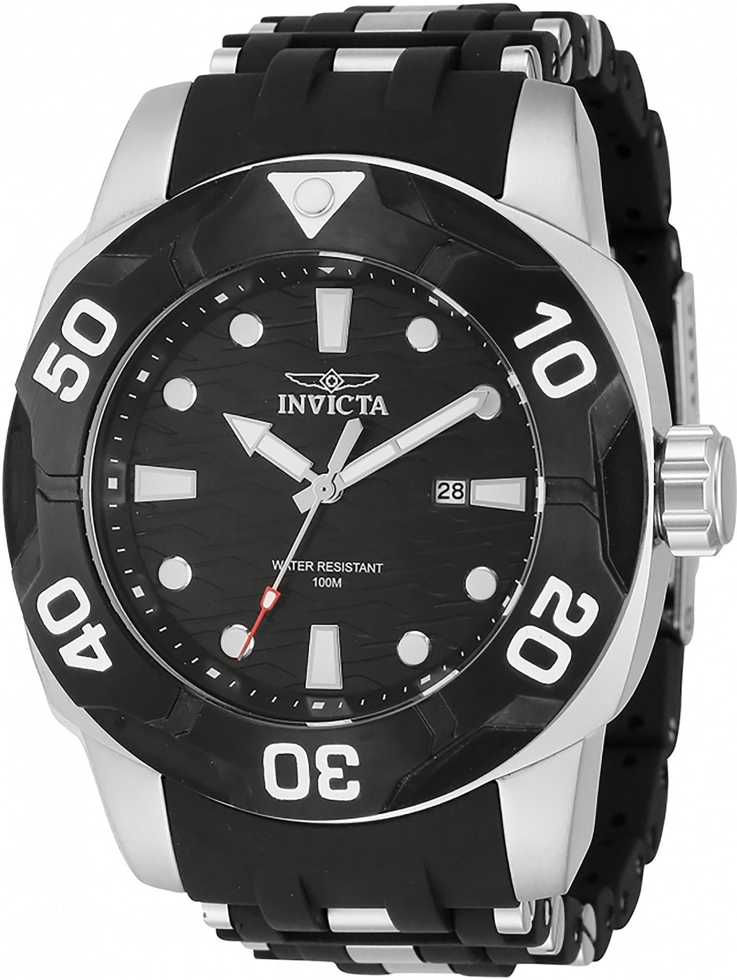 Invicta Sea Spider Stainless Steel And Polyurethane Strap Black Dial Quartz 44116 100M Men's Watch