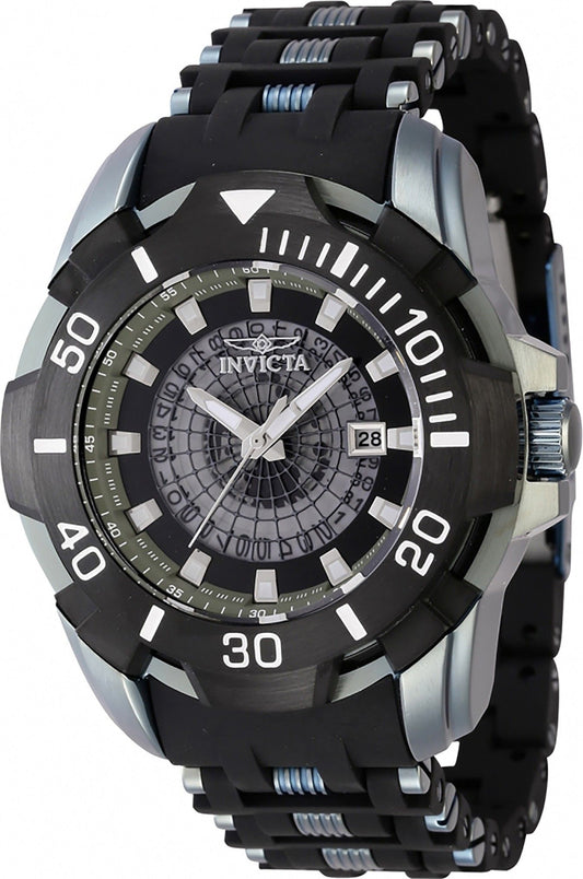 Invicta Sea Spider Stainless Steel And Polyurethane Strap Transparent Black Dial 44130 100M Men's Watch