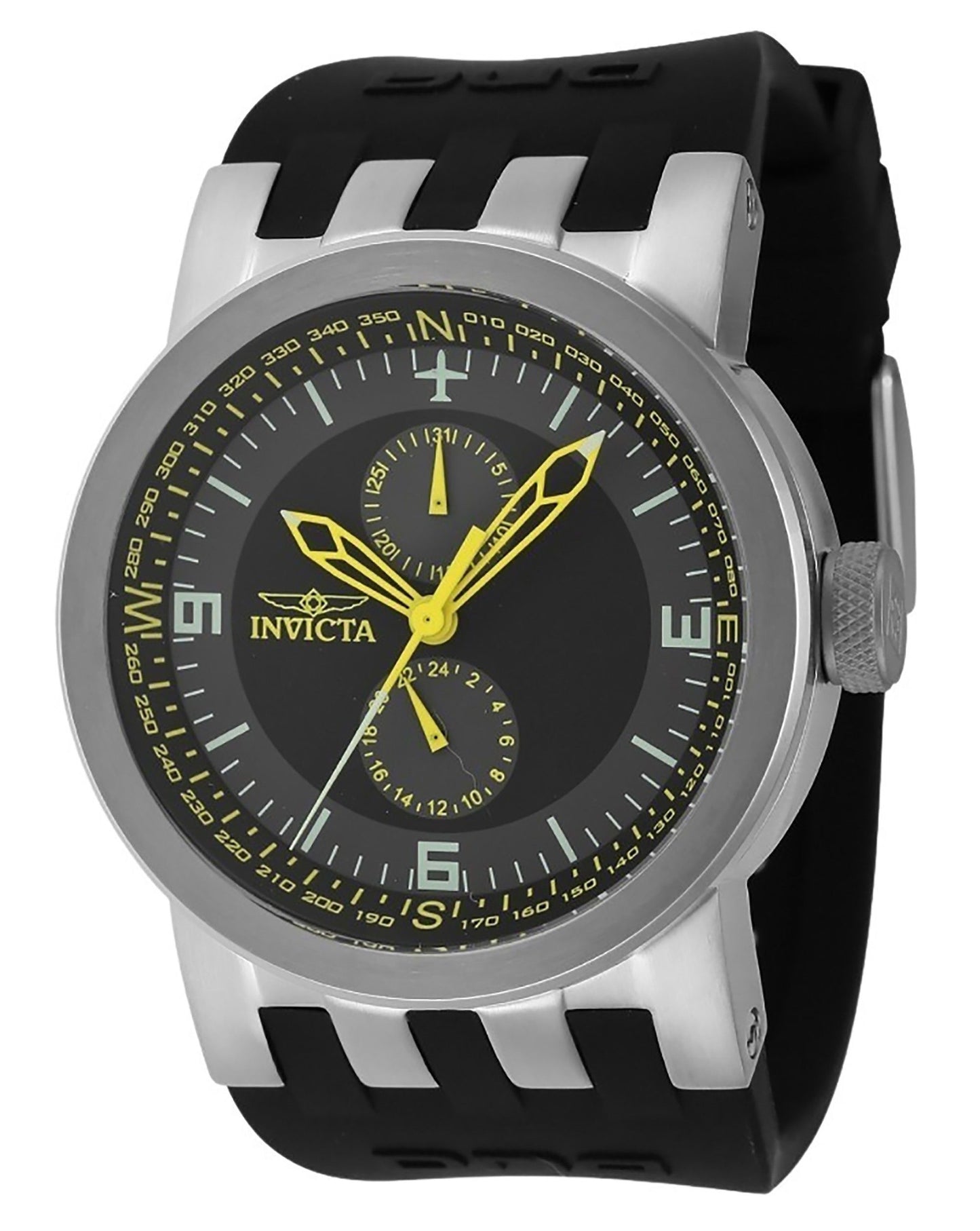 Invicta DNA Silicone Strap Grey And Black Multifunction Dial Quartz 44225 100M Men's Watch