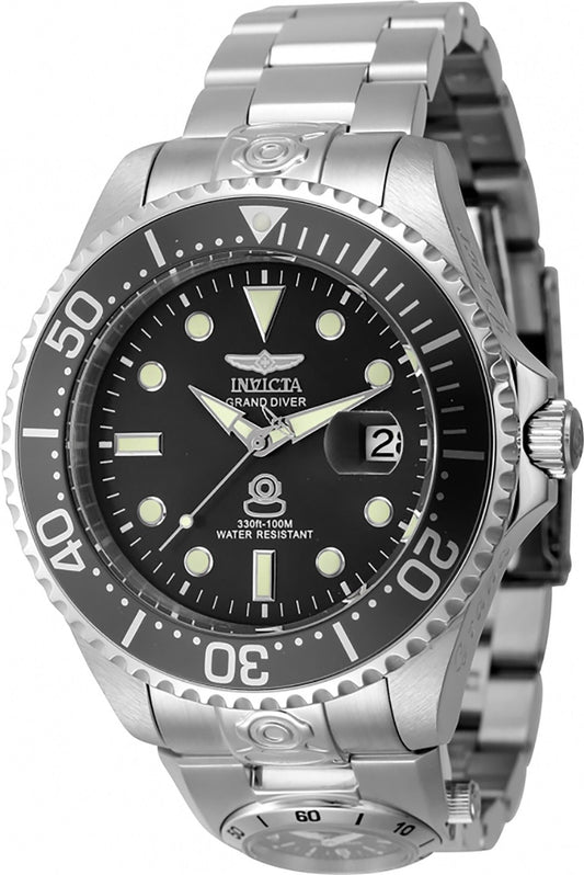 Invicta Pro Diver Dual Time Stainless Steel Black Dial Automatic 45812 100M Men's Watch