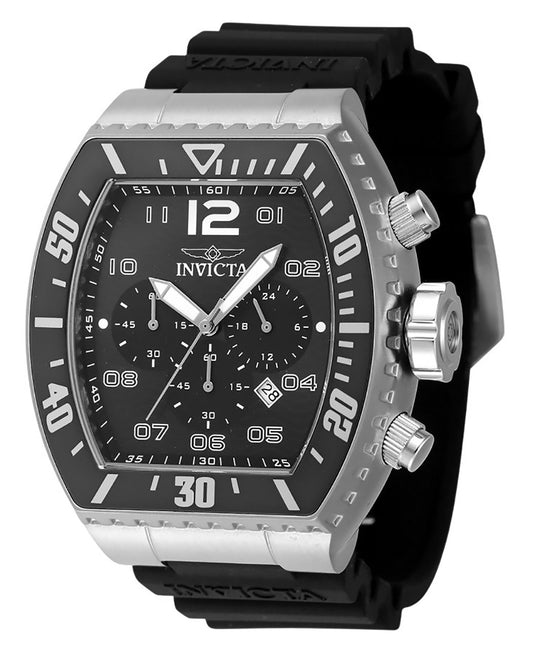 Invicta Pro Diver Chronograph Silicone Strap Black Dial Quartz 47282 100M Men's Watch