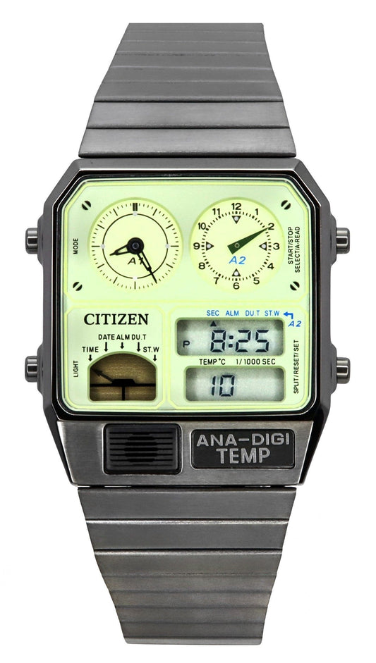 Citizen Analog Digital Dual Time Stainless Steel Green Dial Quartz JG2147-85X Men's Watch