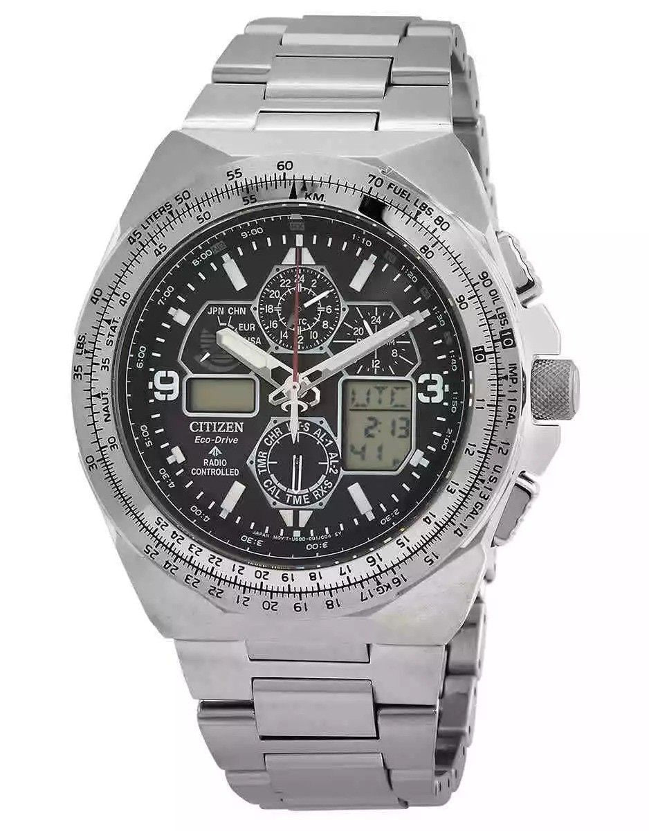 Citizen Promaster Skyhawk A-T Chronograph Stainless Steel Black Dial Eco-Drive JY8120-58E 200M Men's Pilot Watch