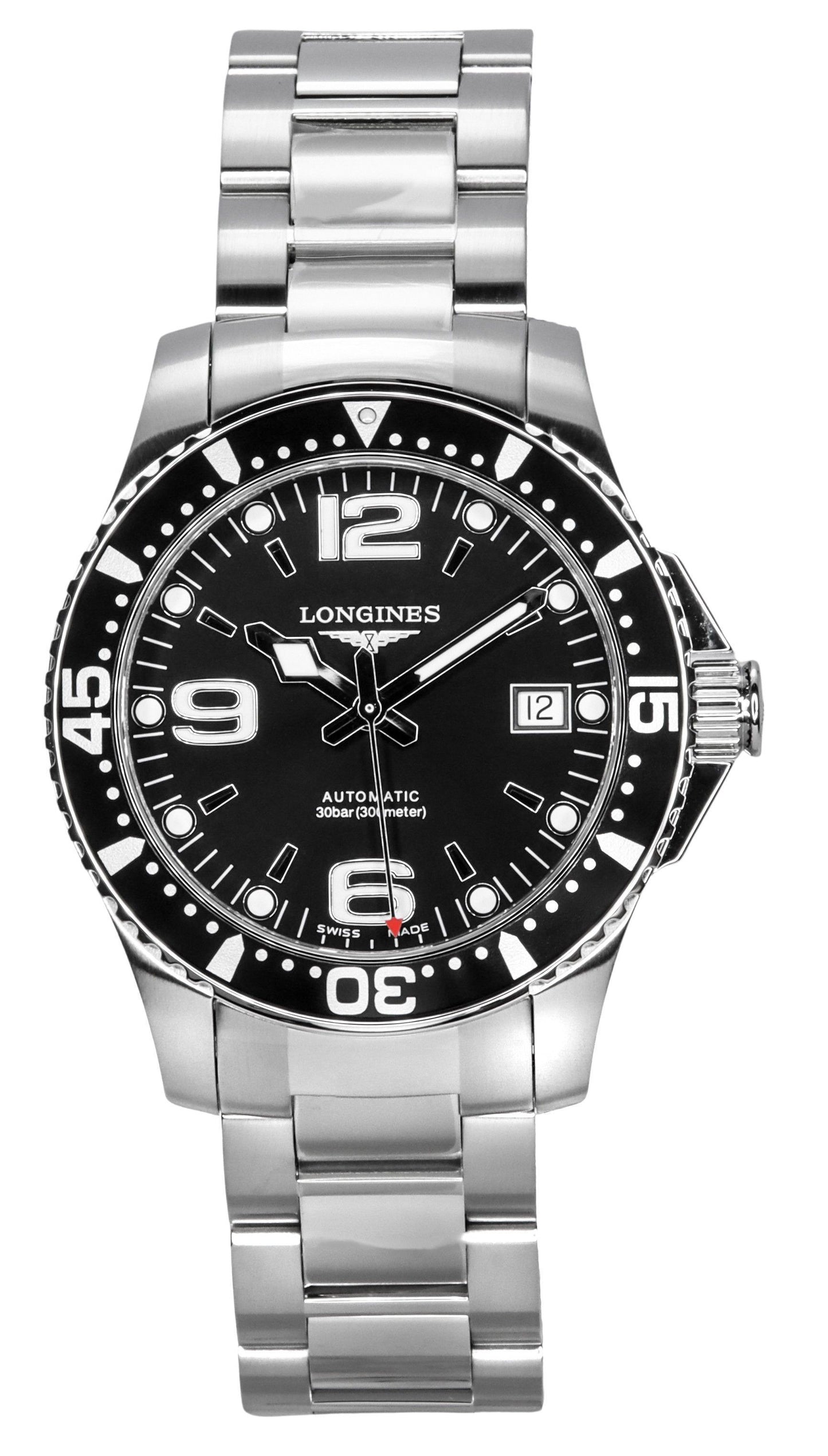 Longines HydroConquest Stainless Steel Black Dial Automatic Diver's L3.741.4.56.6 300M Men's Watch