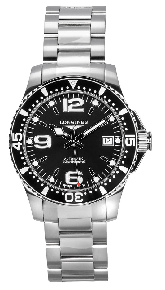 Longines HydroConquest Stainless Steel Black Dial Automatic Diver's L3.741.4.56.6 300M Men's Watch