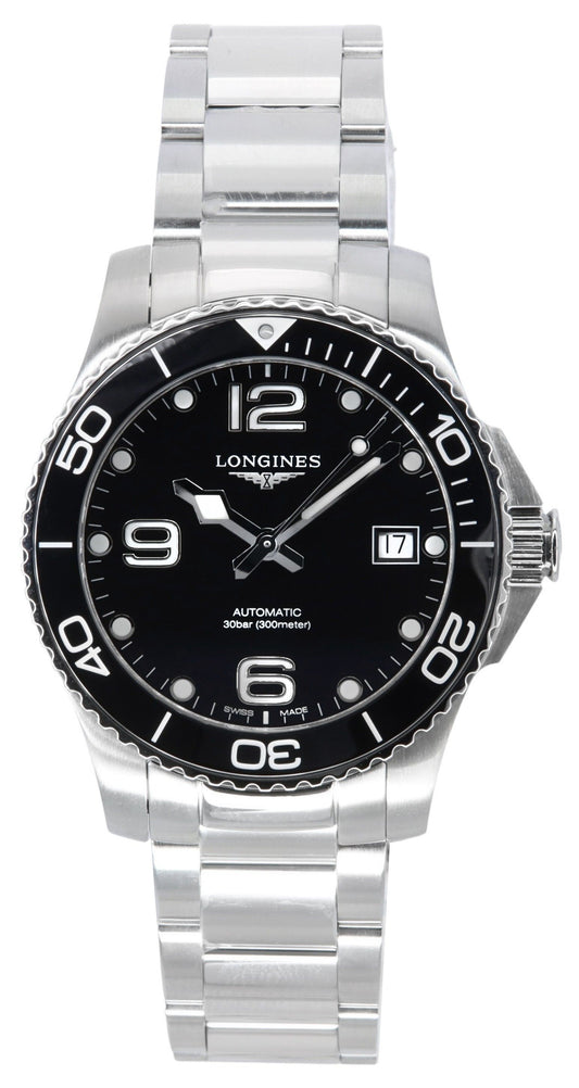 Longines HydroConquest Stainless Steel Black Dial Automatic Diver's L3.780.4.56.6 300M Men's Watch