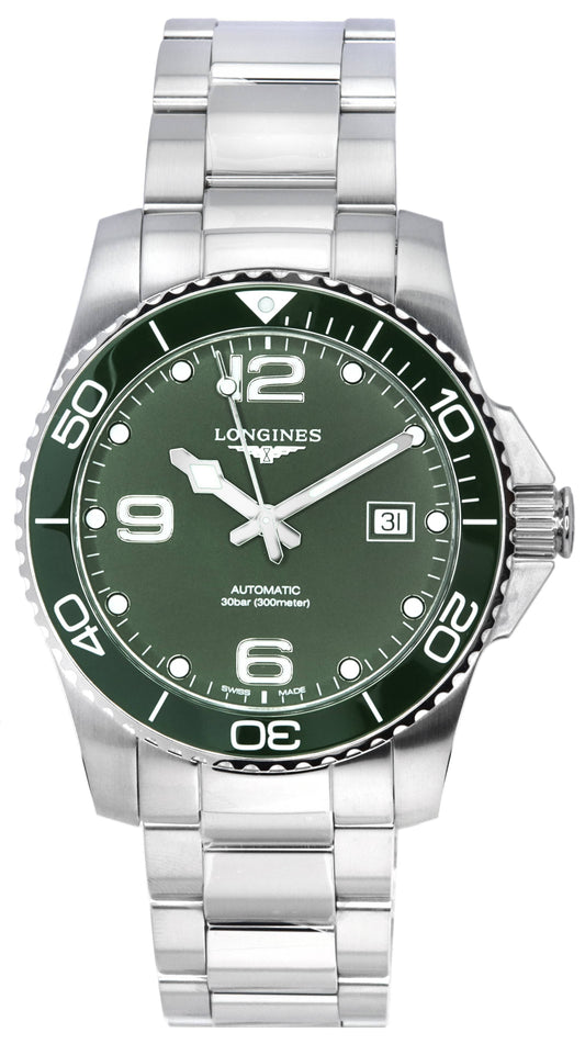 Longines HydroConquest Matt Green With Super-LumiNova Dial Automatic Diver's L3.781.4.06.6 300M Men's Watch