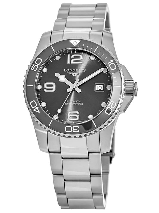 Longines HydroConquest Stainless Steel Gray Dial Automatic Diver's L3.781.4.76.6 300M Men's Watch