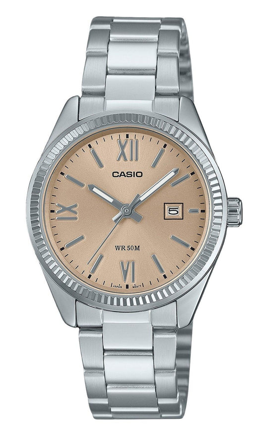 Casio Standard Analog Stainless Steel Peach Dial Quartz LTP-1302DD-4A2V Women's Watch