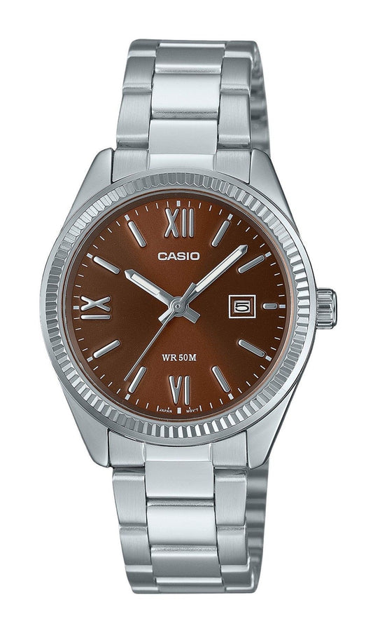 Casio Standard Analog Stainless Steel Brown Dial Quartz LTP-1302DD-5AV Women's Watch