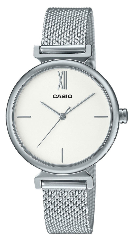 Casio Analog Stainless Steel Silver Dial Quartz LTP-2024VM-7C Women's Watch With Bangle Set