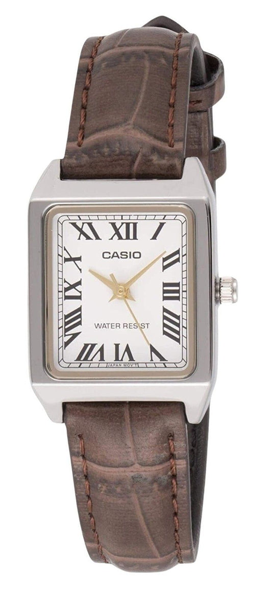 Casio Standard Analog Chrome Plated Leather Strap White Dial Quartz LTP-V007L-7B2 Women's Watch