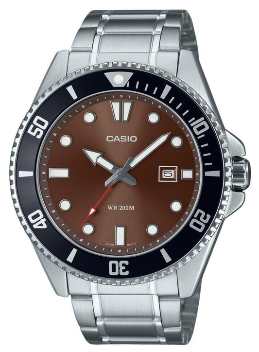 Casio Standard Analog Stainless Steel Brown Dial Quartz MDV-107D-5AV 200M Men's Watch