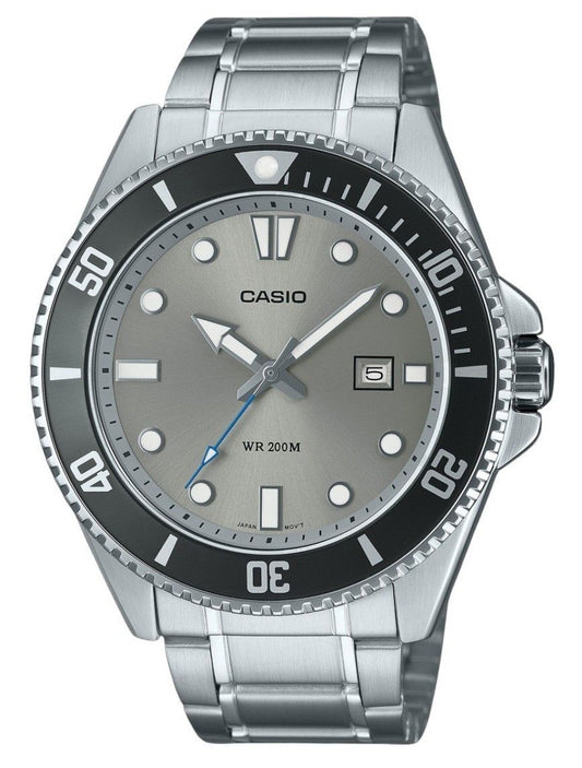 Casio Standard Analog Stainless Steel Grey Dial Quartz MDV-107D-8AV 200M Men's Watch