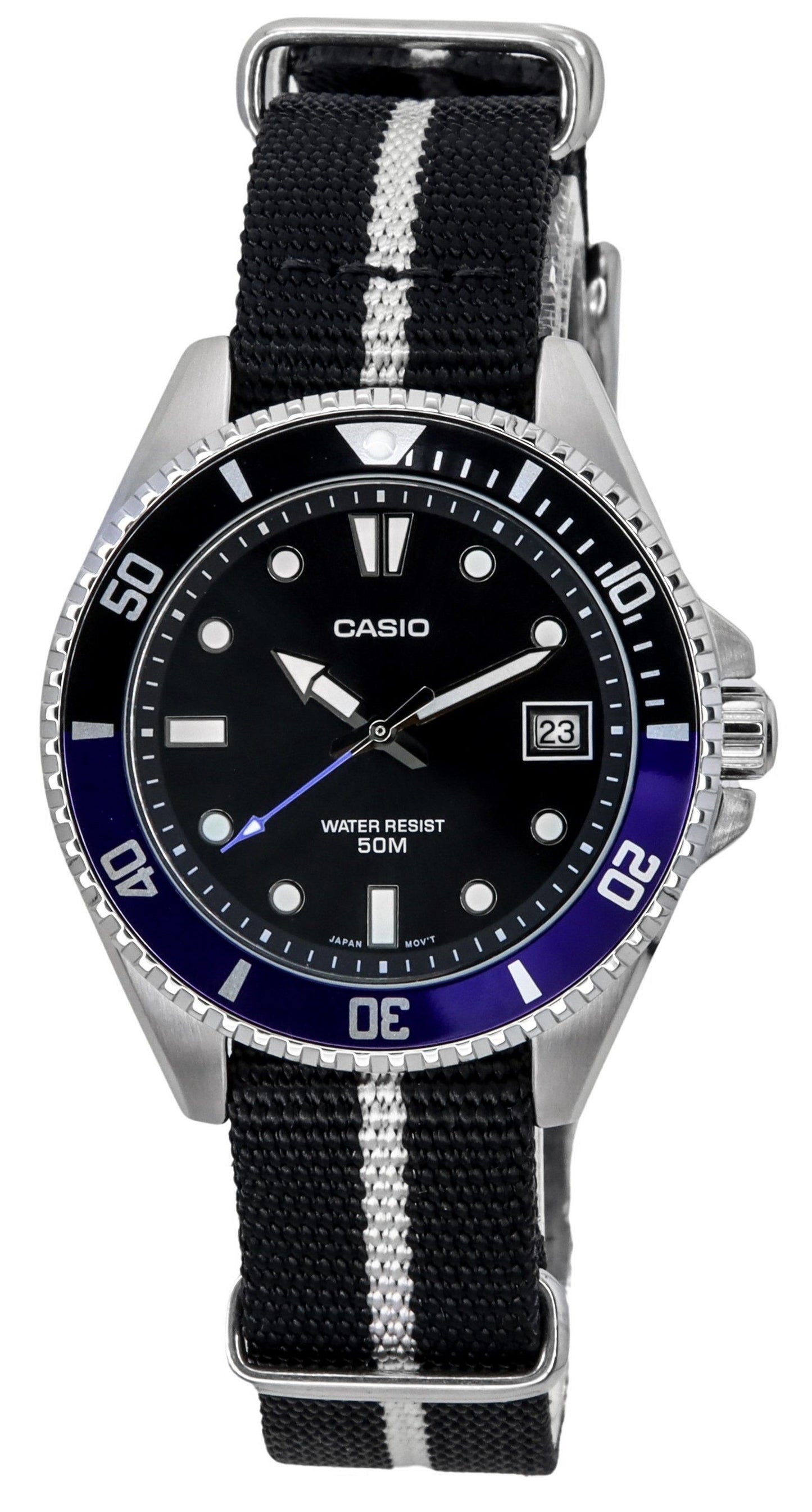 Casio Standard Analog Fabric Strap Black Dial Quartz MDV-10C-1A2 Men's Watch