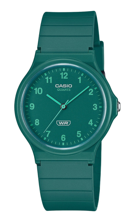 Casio POP Analog Bio Based Resin Strap Green Dial Quartz MQ-24B-3B Unisex Watch