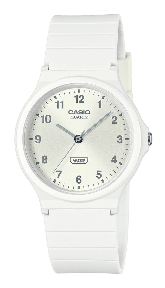 Casio POP Analog Bio Based Resin Strap Silver Dial Quartz MQ-24B-7B Unisex Watch