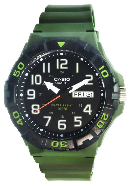 Casio Analog Army Green Resin Band Quartz MRW-210H-3A MRW210H-3 100M Men's Watch