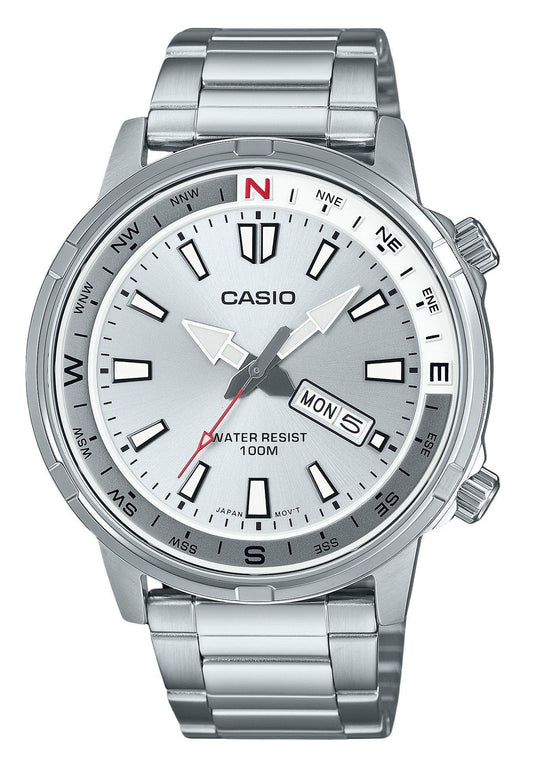 Casio Standard Analog Stainless Steel Silver Dial Quartz MTD-130D-7AV 100M Men's Watch