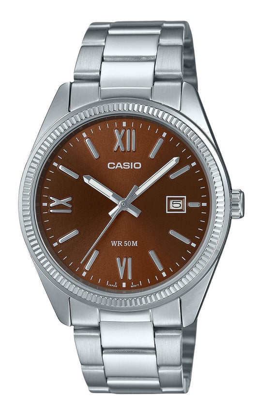 Casio Standard Analog Ion Plated Stainless Steel Brown Dial Quartz MTP-1302DD-5AV Men's Watch