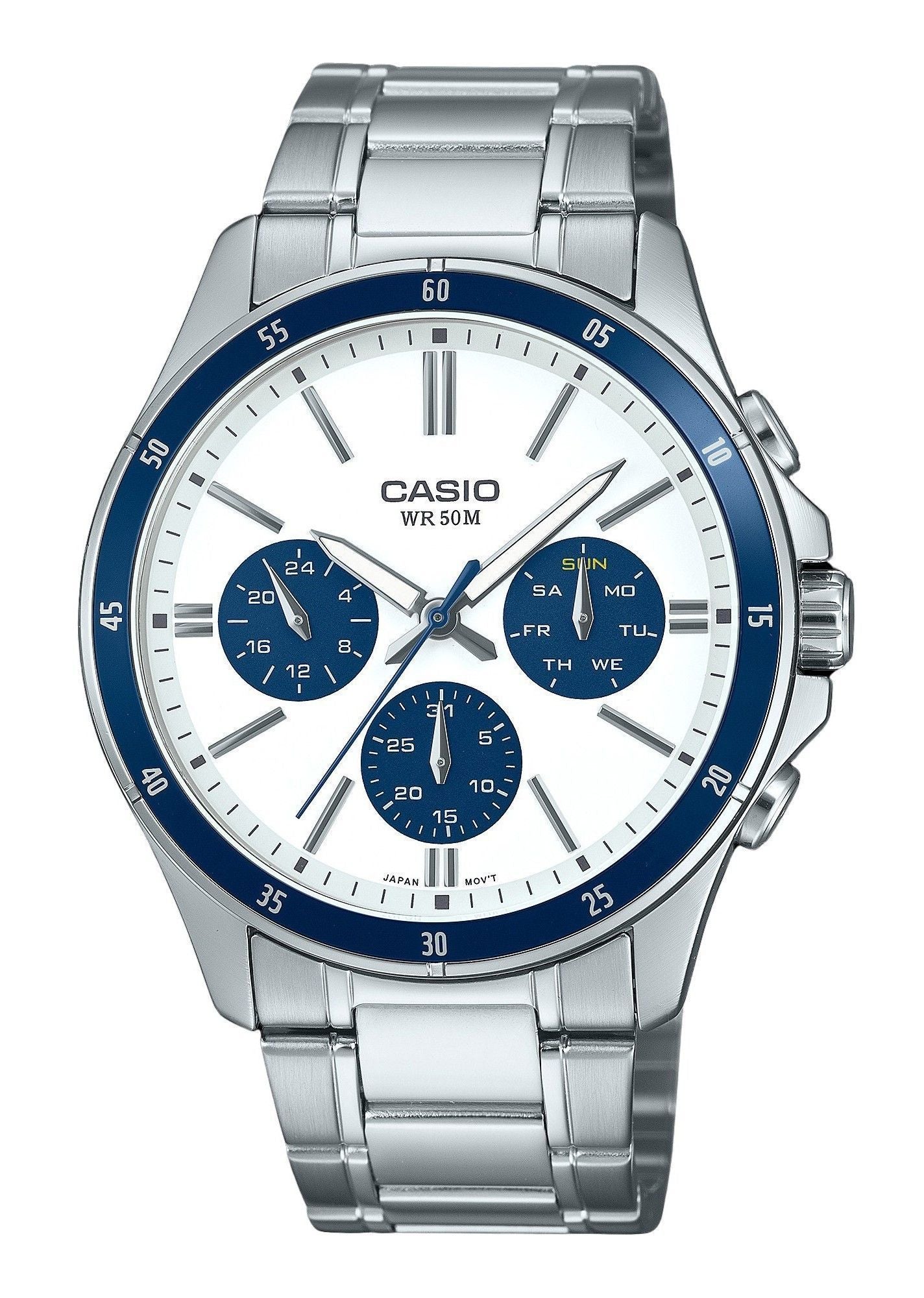 Casio Standard Analog Ion Plated Stainless Steel White Dial Quartz MTP-1374D-7A2V Men's Watch