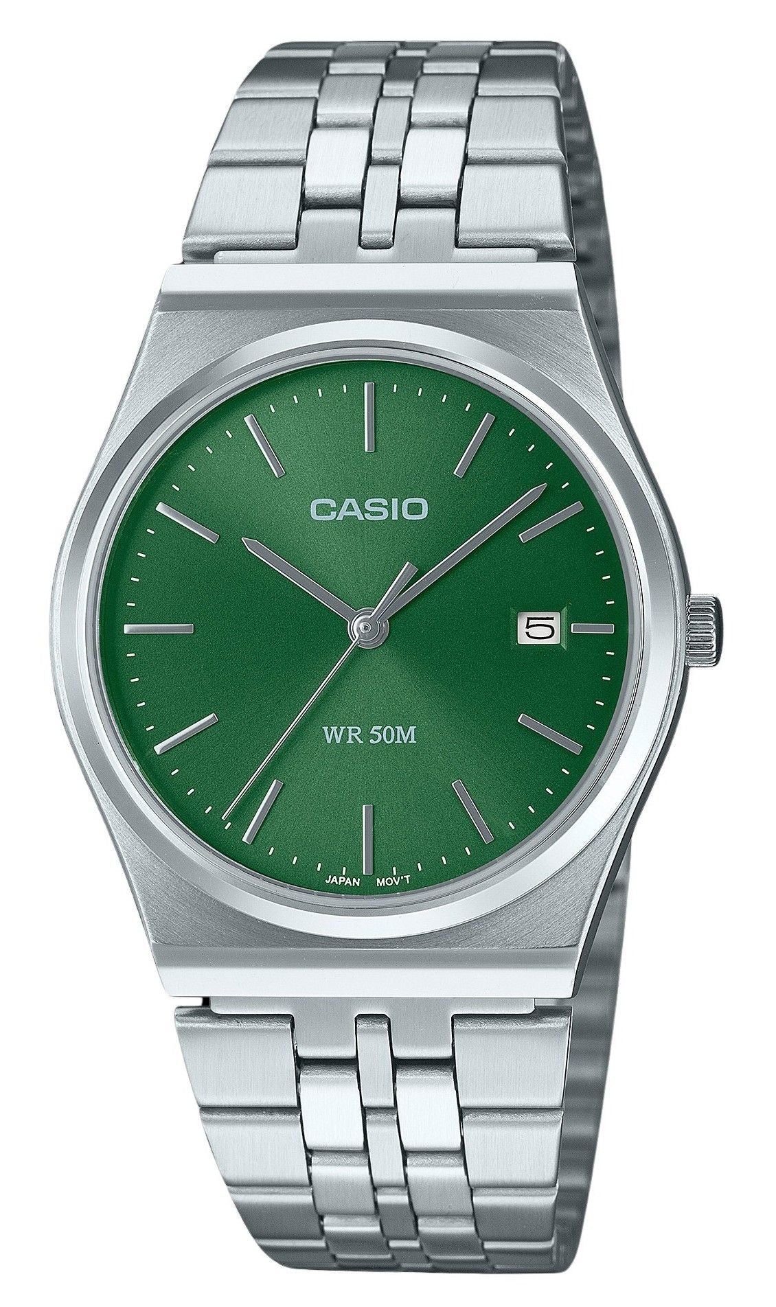 Casio Standard Analog Stainless Steel Green Dial Quartz MTP-B145D-3AV Unisex Watch