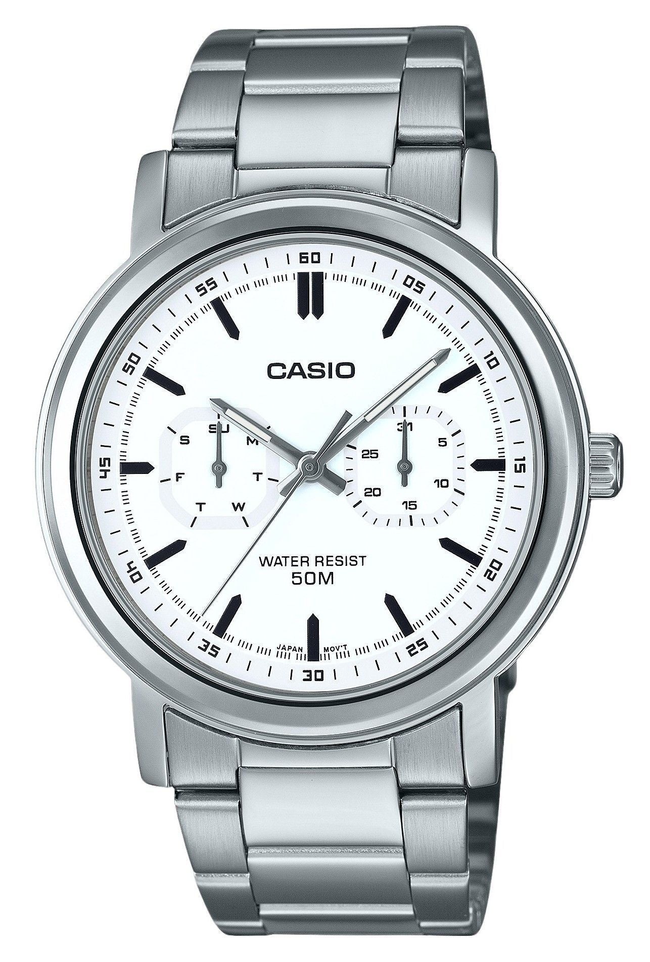 Casio Standard Analog Stainless Steel White Dial Quartz MTP-E335D-7EV Men's Watch