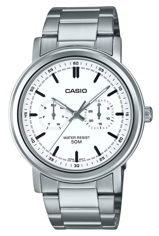 Casio Standard Analog Stainless Steel White Dial Quartz MTP-E335D-7EV Men's Watch