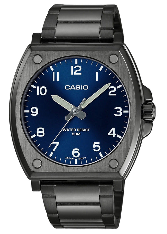 Casio Standard Analog Black Ion Plated Stainless Steel Blue Dial Quartz MTP-E730B-2AV Men's Watch