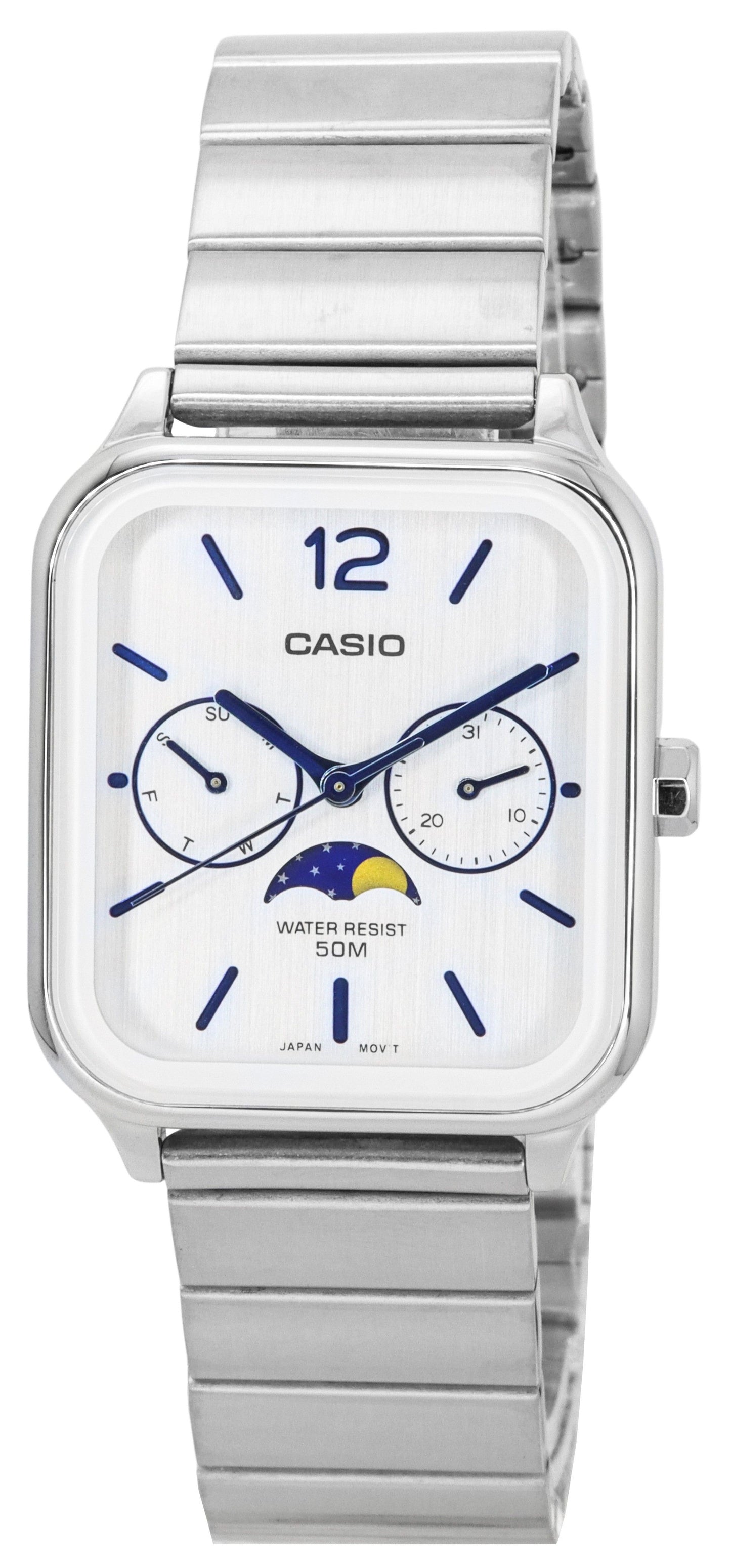 Casio Standard Analog Moon Phase Silver Dial Quartz MTP-M305D-7A Men's Watch